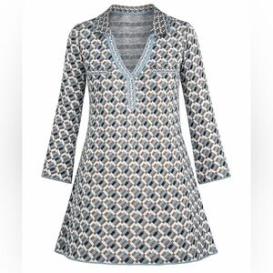 Zara Knit Sweater Dress M A Line Long Sleeve Tunic Gray V Neck